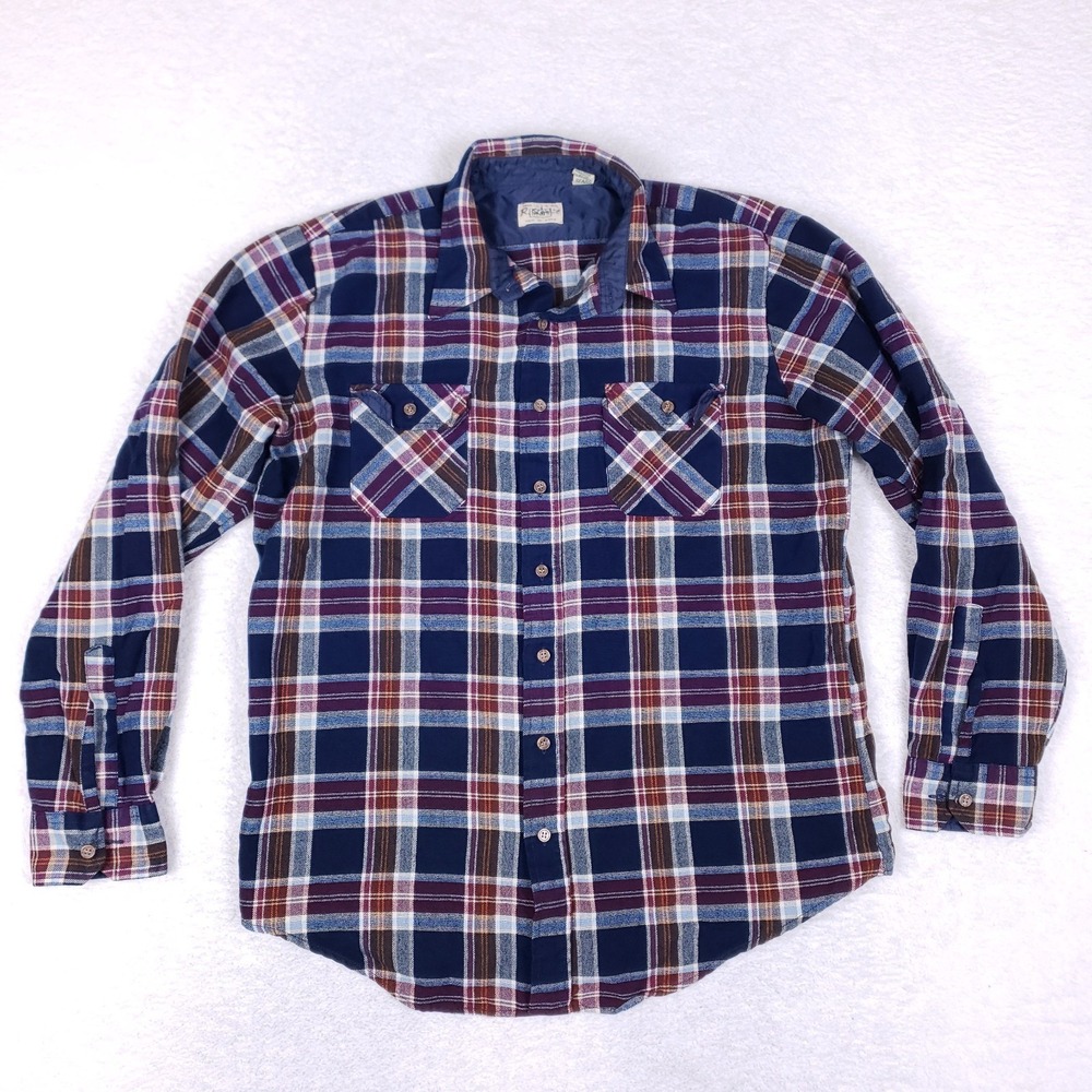 Sears Vintage Quilt Lined Flannel Shirt Jacket Large Tall Plaid